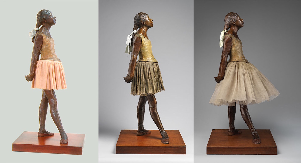 Degas statue in three frames