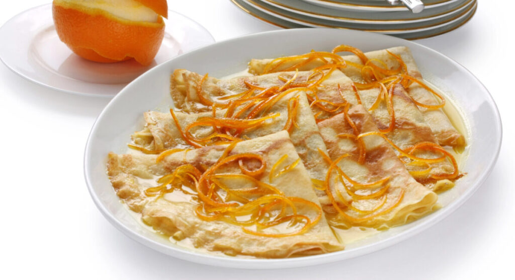 Homemade crepes suzette.