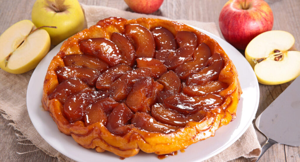 Tarte Tatin on a plate.