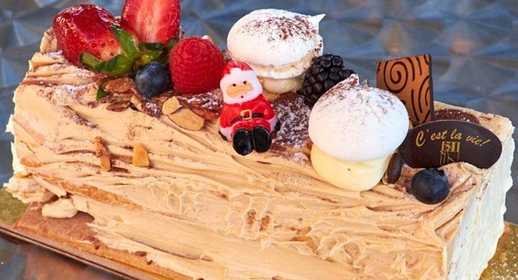Decorated Yule log.