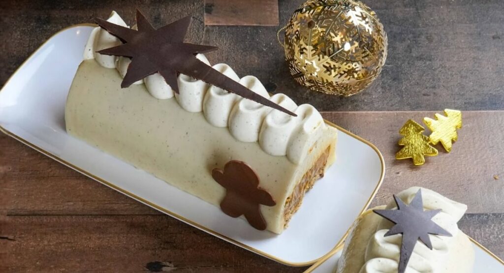 Vanilla and chocolate buche de noel.