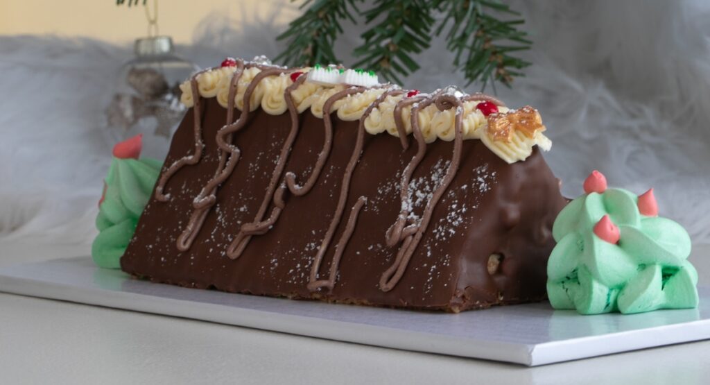 Chocolate Yule log.