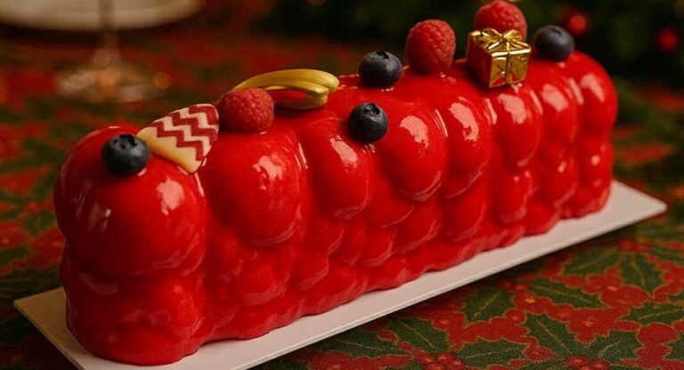 Red Yule log.