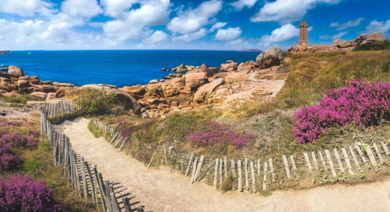 Panoramic view of Ploumanach lighthouse, Brittany.