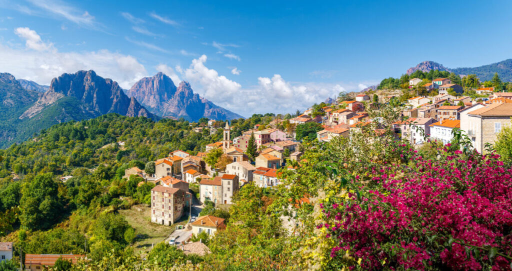 Evisa, Corsica, a picturesque hillside village .