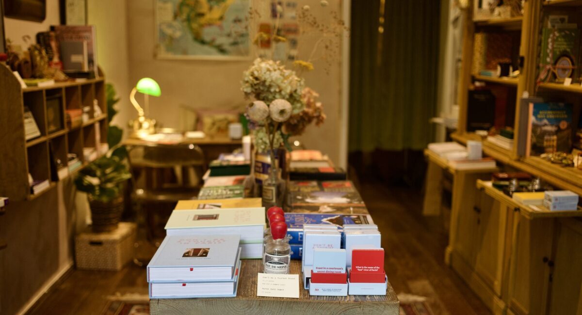 a store with books and flowers