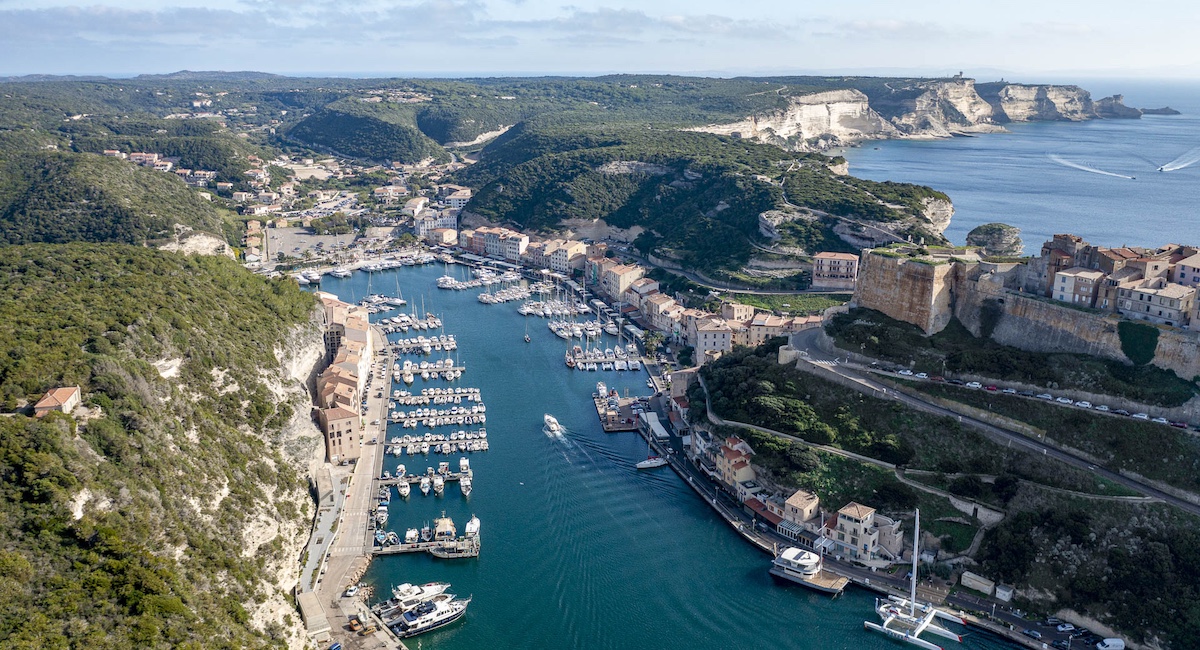 View of the Bonifacio Marina from above.