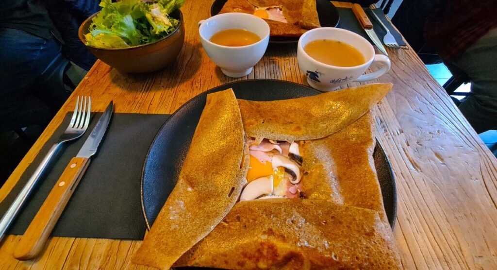 Ham and cheese galette, at Crêperie Grain Noir.