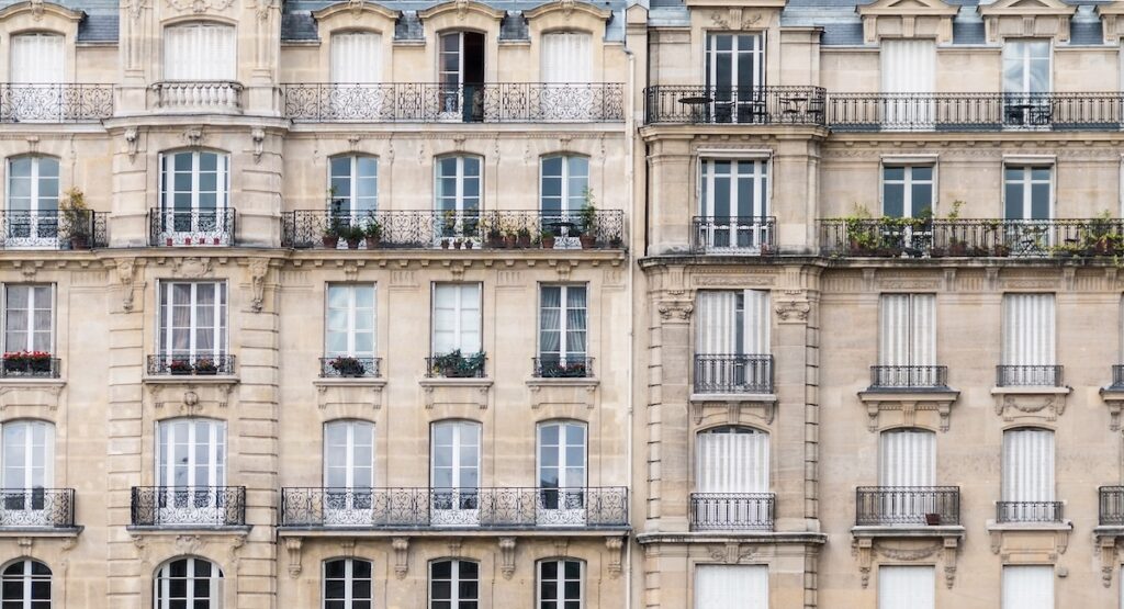 French architecture in the Paris Le Marais quarter.