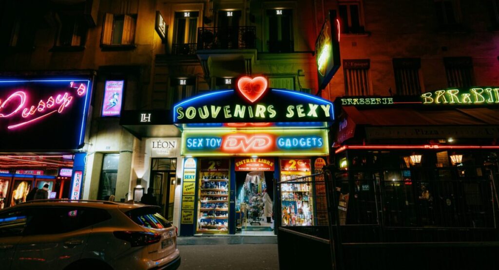 Exterior of sex shop in Pigalle.
