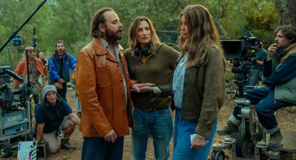 People arguing on film set.