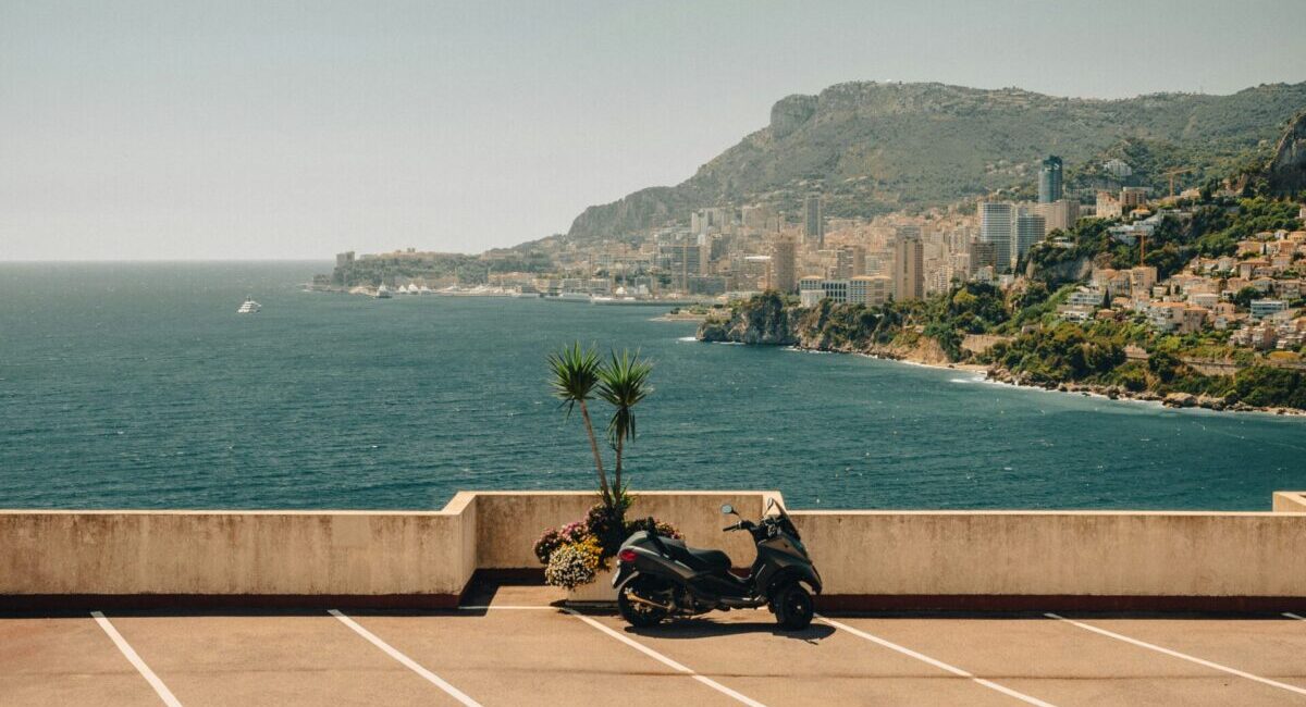 scooter overlooking sea views in monaco