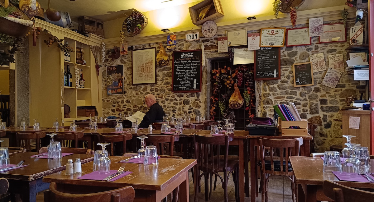 Interior of a Bouchon in Vieux Lyon.