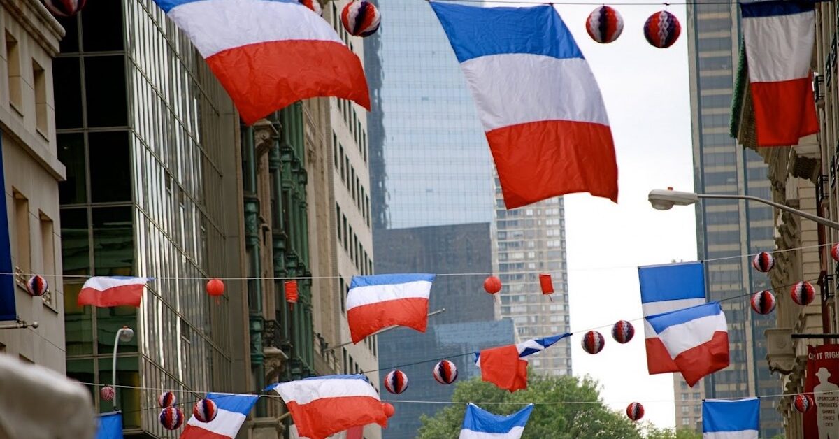 Flags waving in NYC street