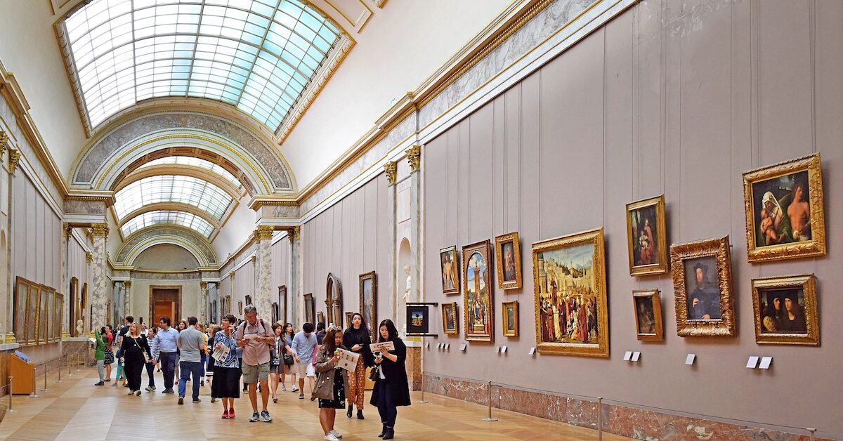 Hall of Italian paintings, Louvre Museum in Paris