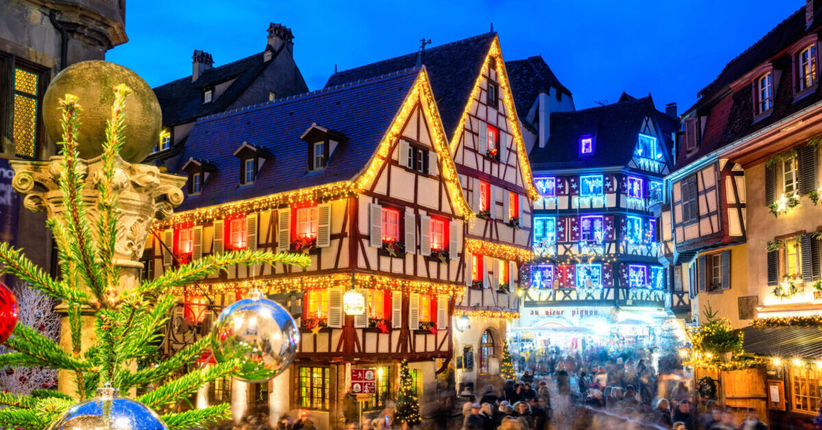Christmas illumination in Colmar Old town.