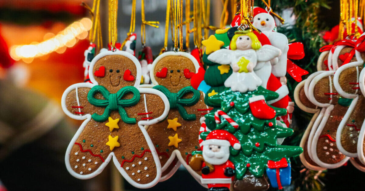 Ginger bread man and handmade Christmas toys.