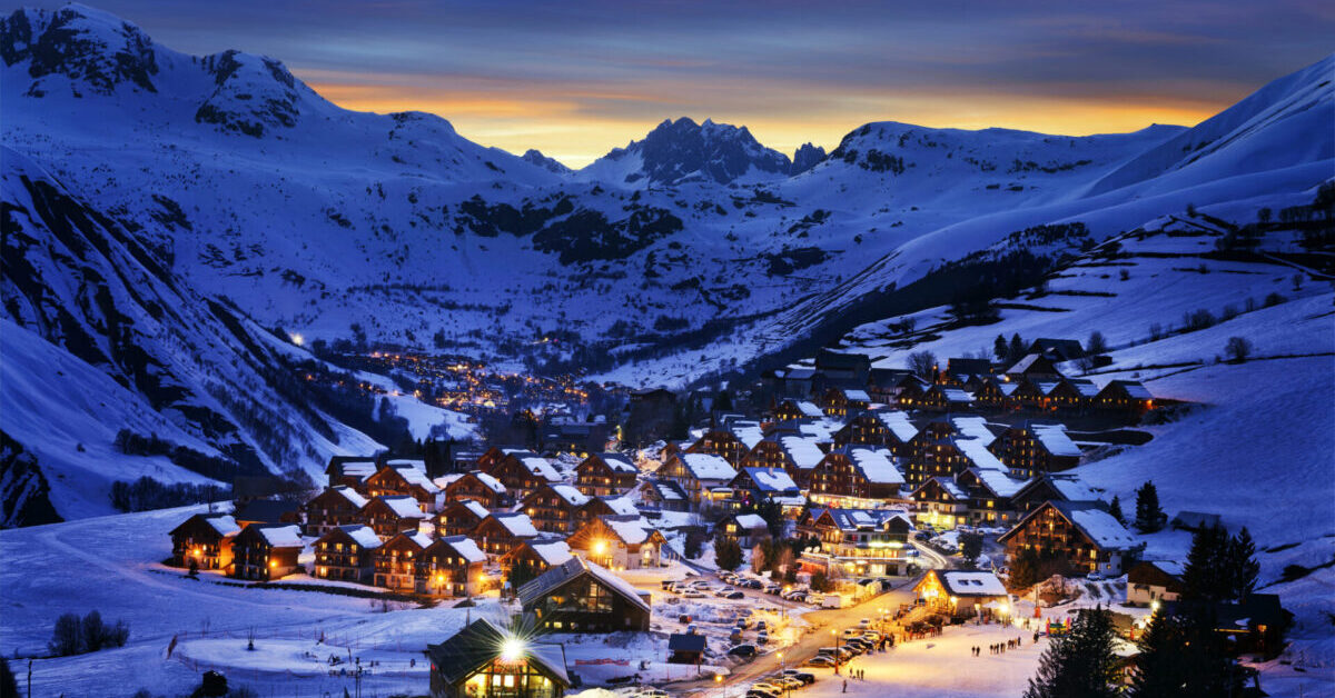 The village of Saint-Jean d'Arves in Alps at night.