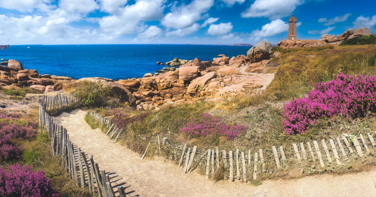 Panoramic view of Ploumanach lighthouse, Brittany.