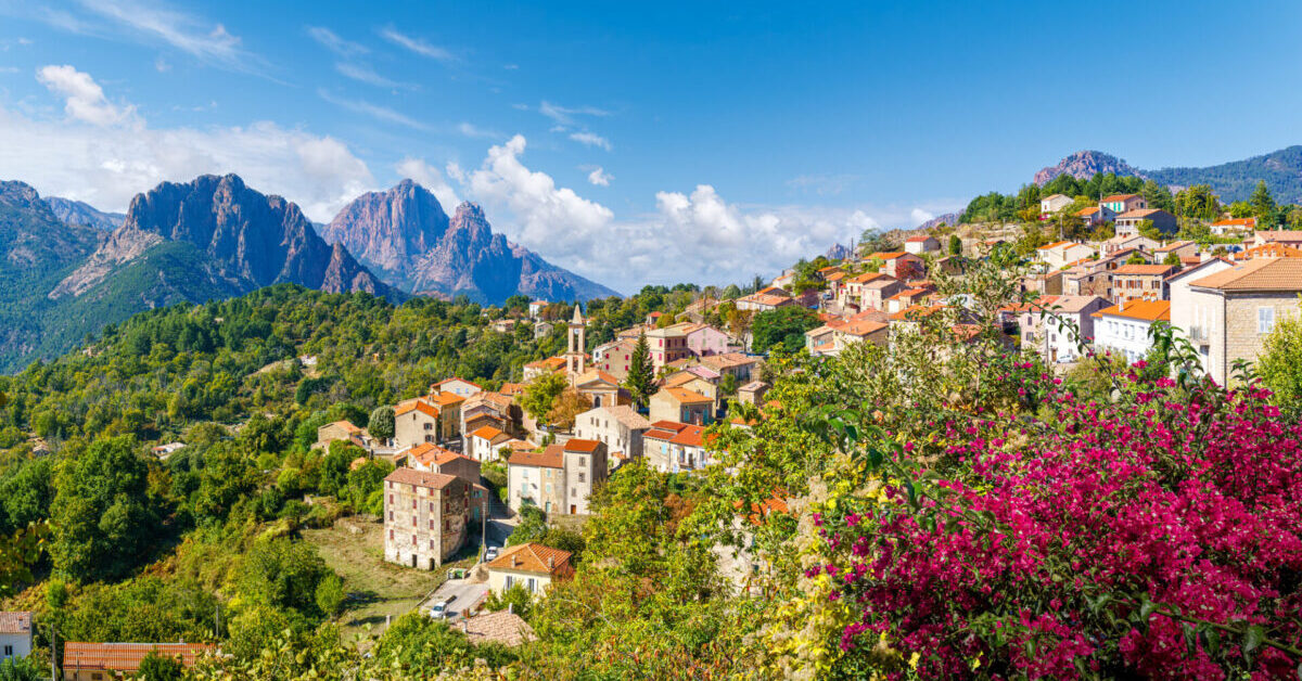 Evisa, Corsica, a picturesque hillside village .