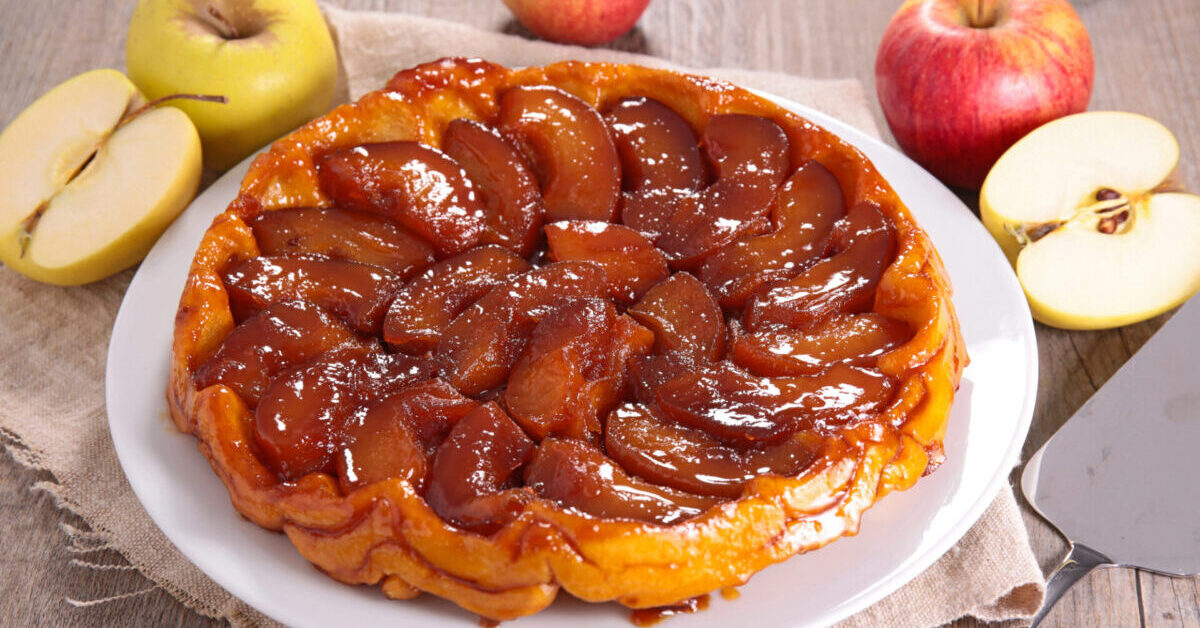 Tarte Tatin on a plate.