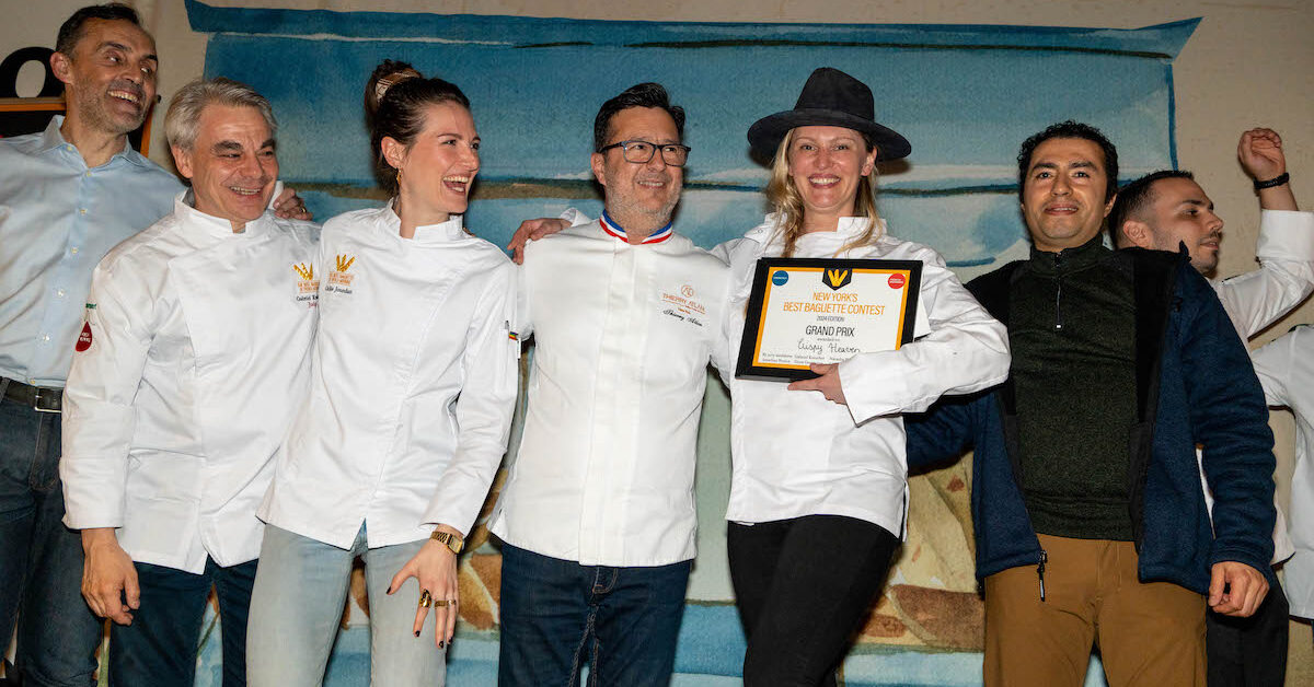 Fel Cassieli of Crispy Heaven Bakery receives the prize for Best Baguette in New York. © LiAnn Grahm/French Morning