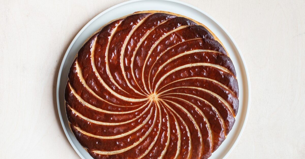 Close up of intricately designed galette des rois