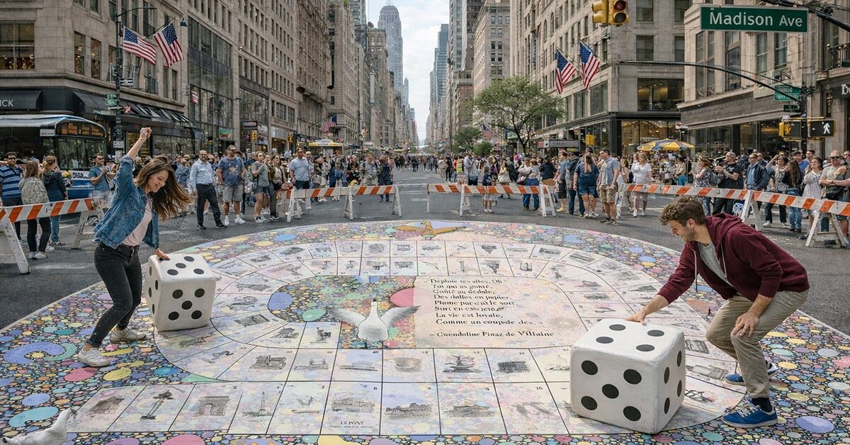 Monumental Game of the Goose on Madison Avenue.