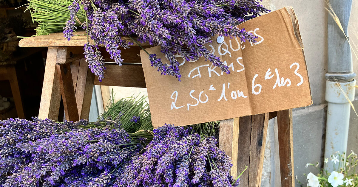 Beautifull lavender bundles found outside of a shop in Salut, France,