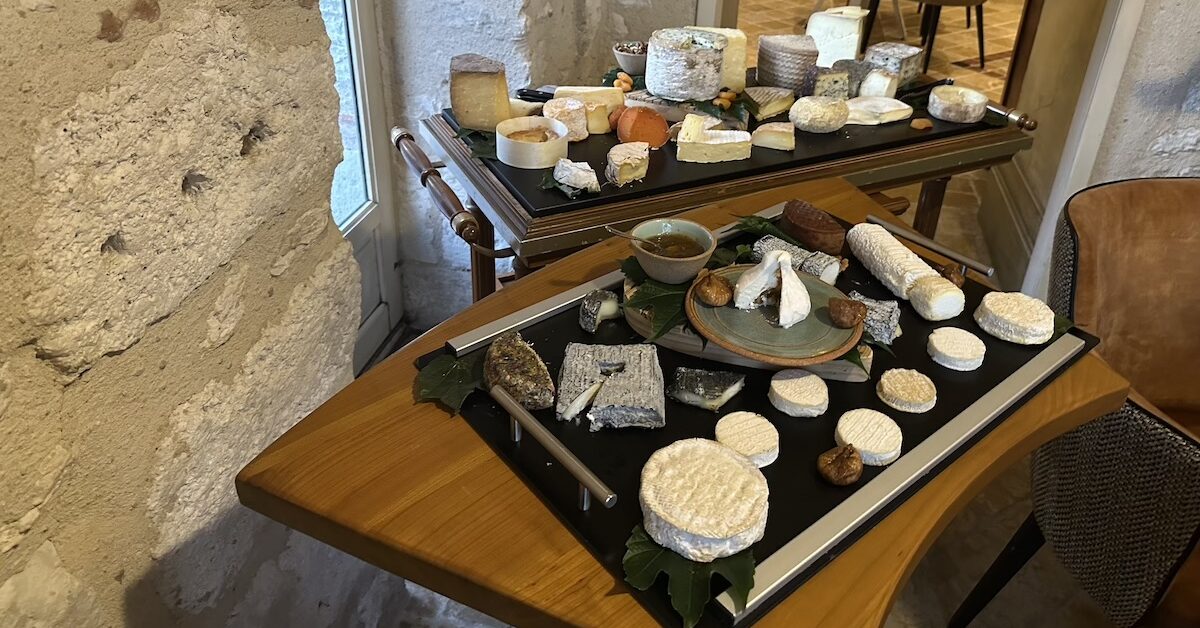 Assortment of cheeses from the Dordogne at Les Fresques restaurant