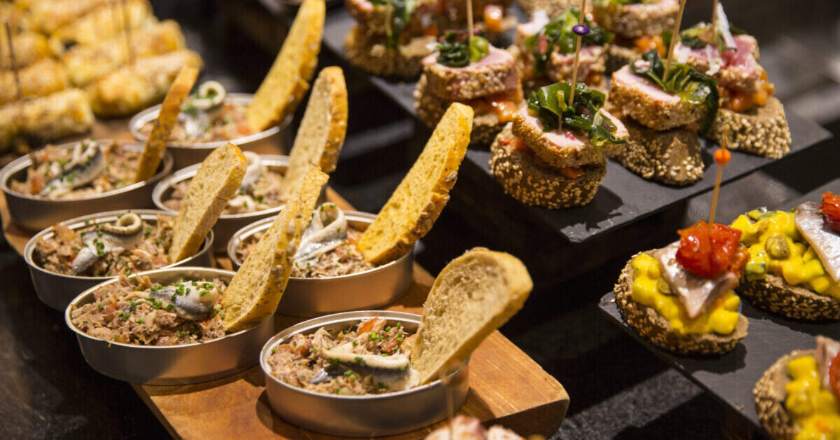 Gourmet appetizers elegantly displayed at an upscale event