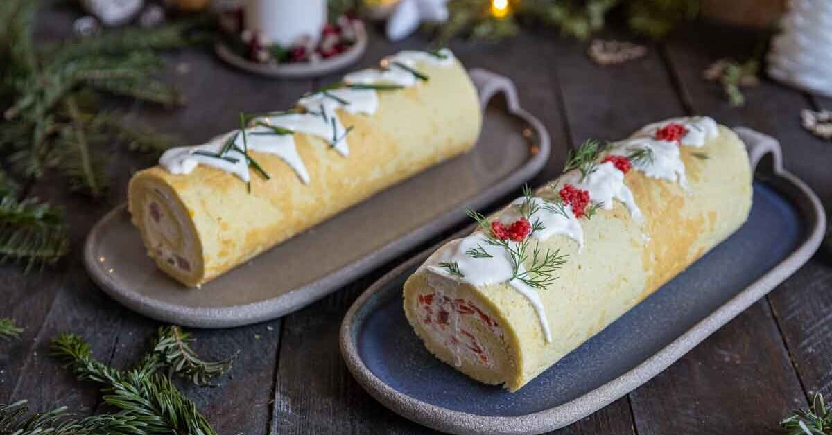 Two Savory Christmas Bûches de Noel.