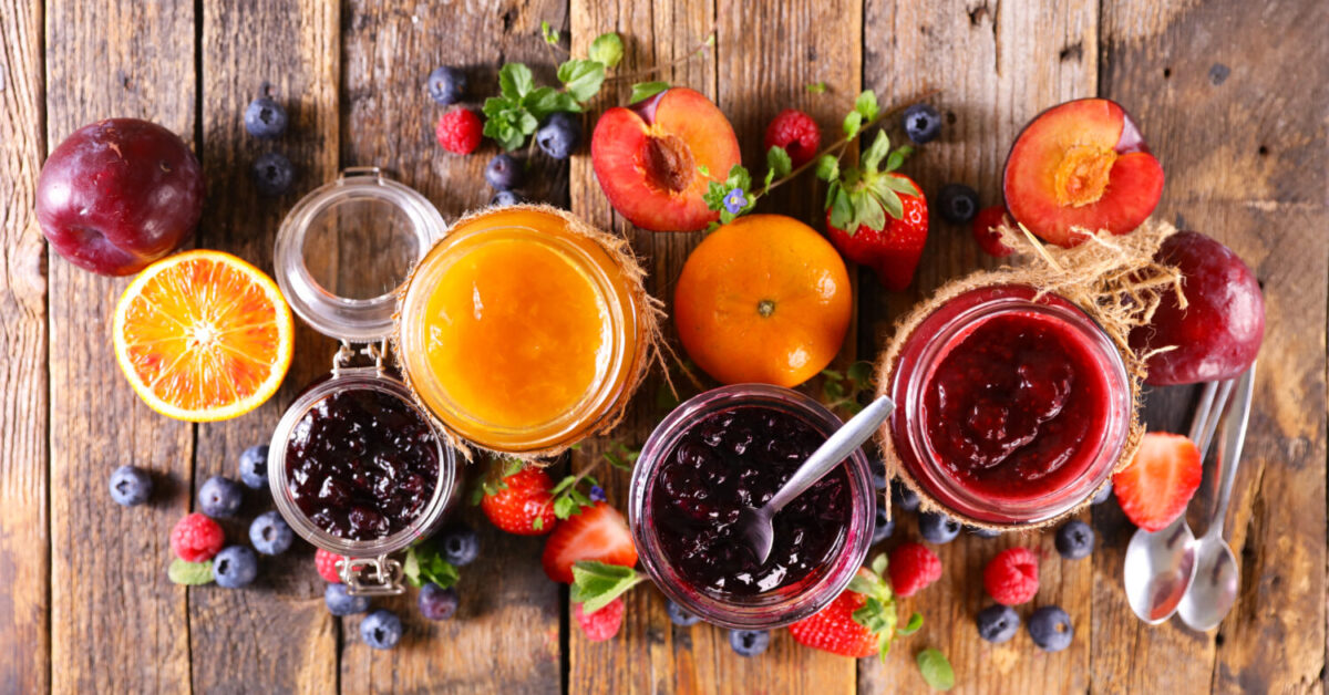 assorted fruit jam- top view
