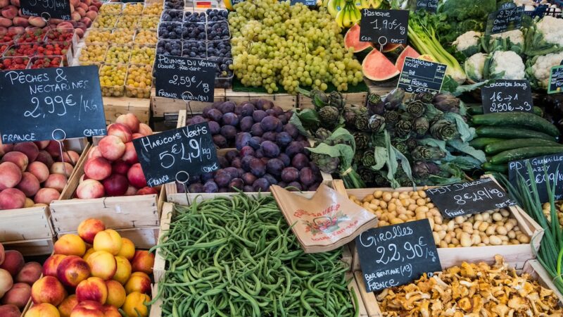 Sanary sur Mer - September 2018: Fresh produce on sale in the market of Sanary sur Mer, France