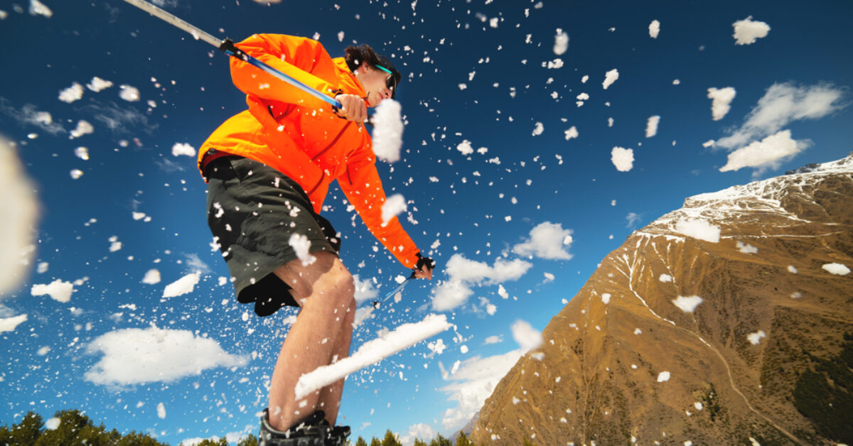 spring skiing in shorts in France