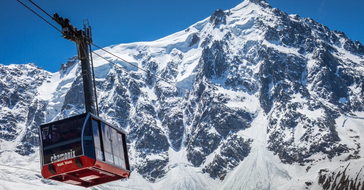 Cable car in the Alps in Chamonix