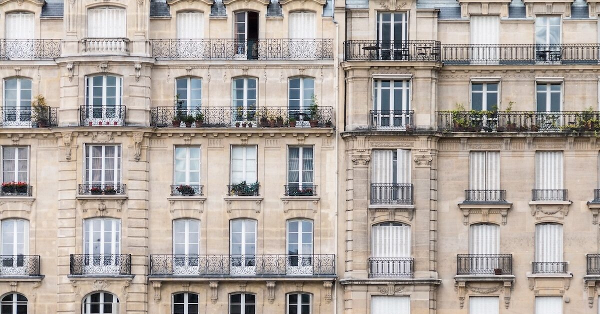 French architecture in the Paris Le Marais quarter.