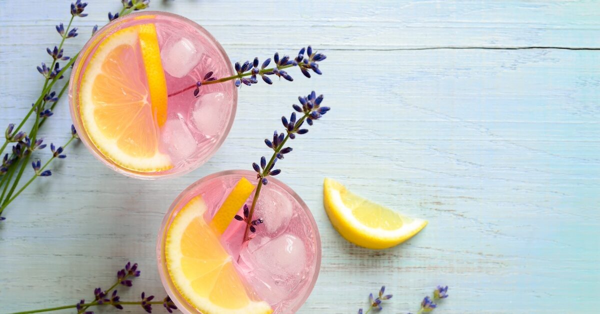 Pink cocktails with lavender