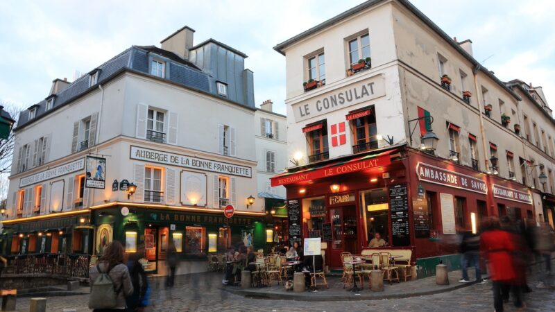 Cafe exterior in Montmartre, Paris.