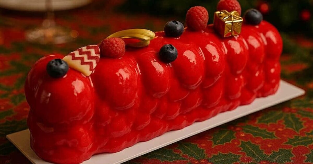 Red Yule log.