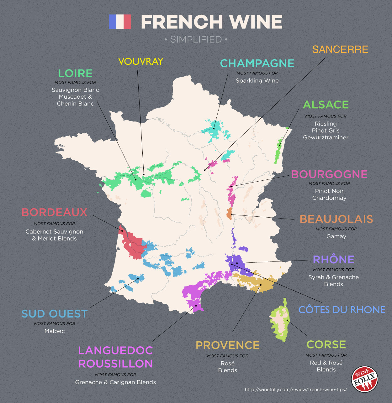 wine tour of france map