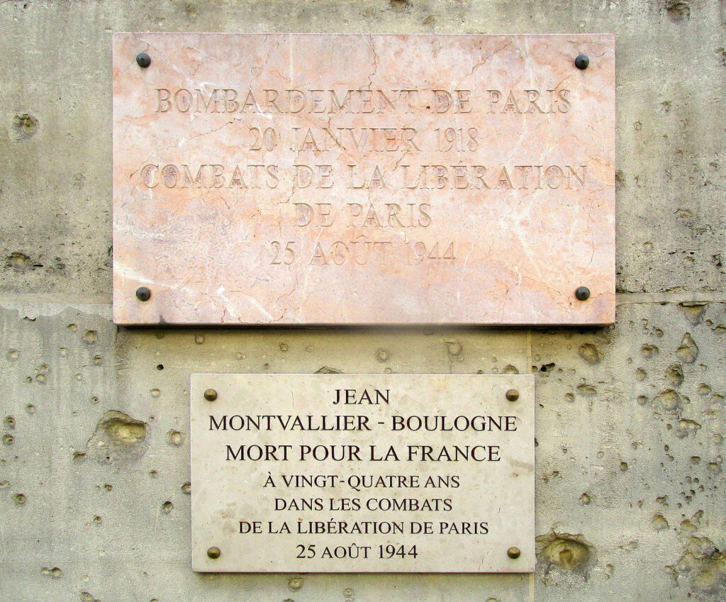 Paris World War Two Memorial Plaque