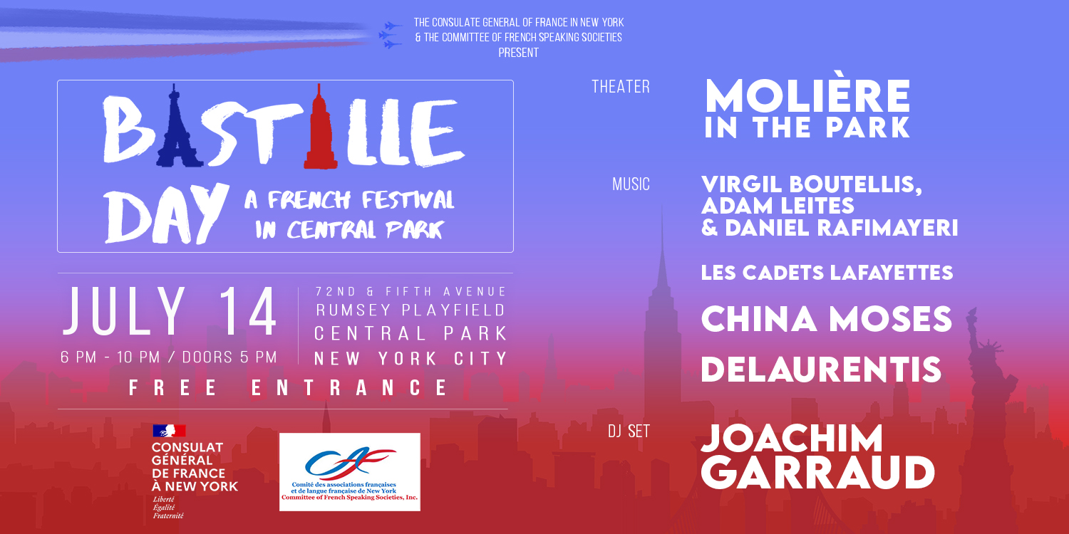 Bastille Day Music, Dance and Molière in Central Park on July 14th