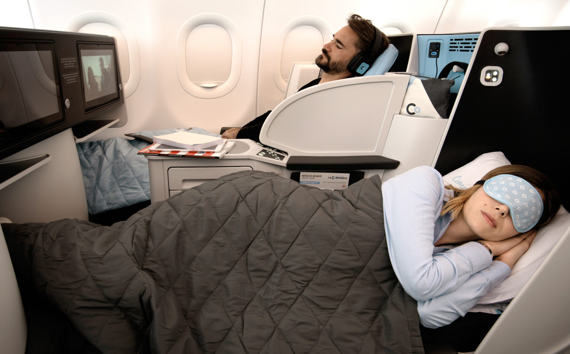 Bed-seat onboard the A321Neo by La Compagnie Airline