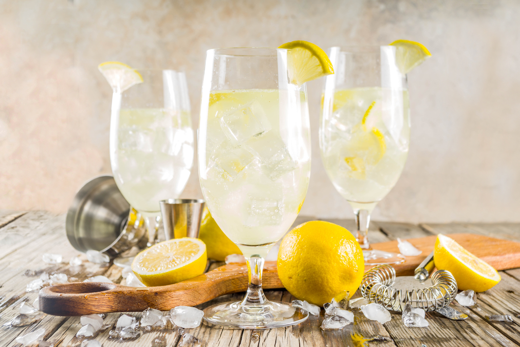 St. Germain cocktail with lemons