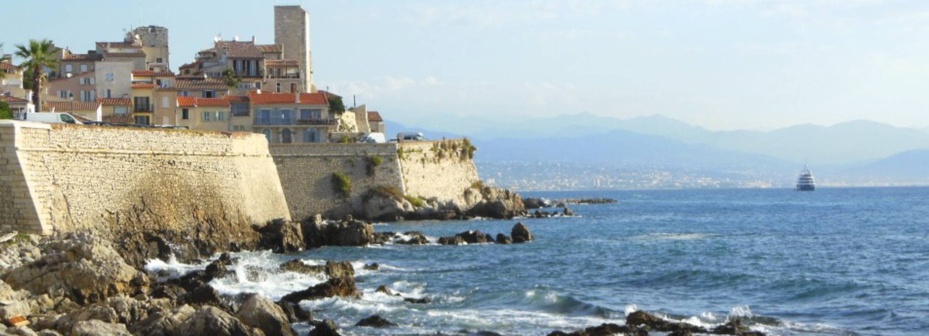 The fortress of Antibes against crashing waves