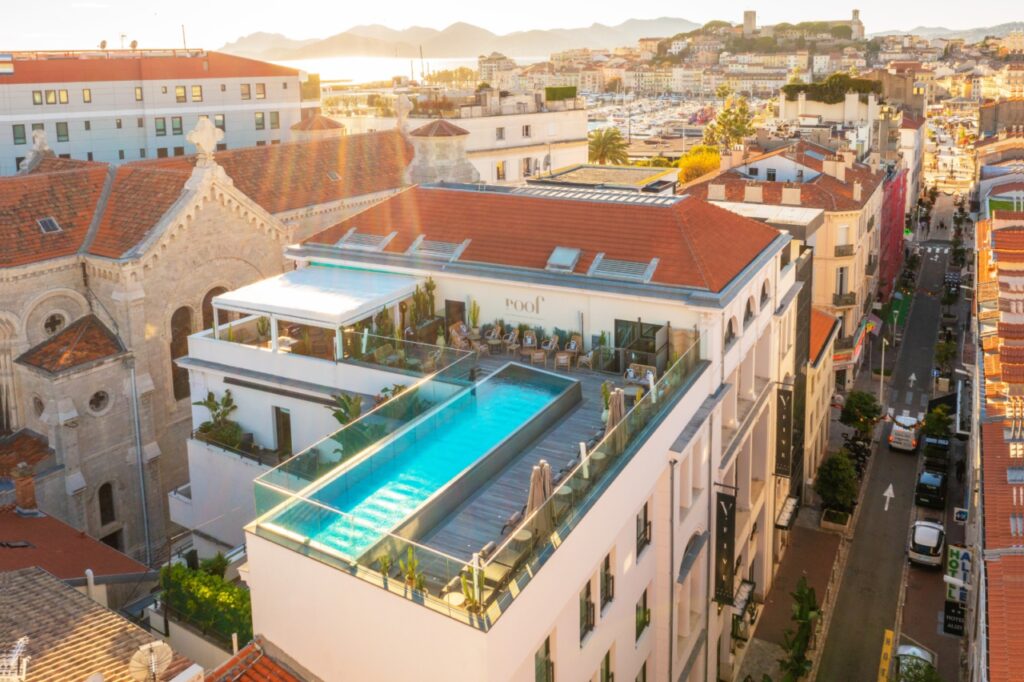Rooftop pool at Five Sea hotel in Cannes, France